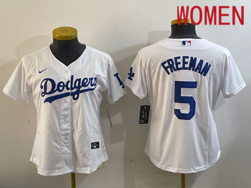 Women Los Angeles Dodgers #5 Freeman White Game 2024 Nike MLB Jersey style 1120